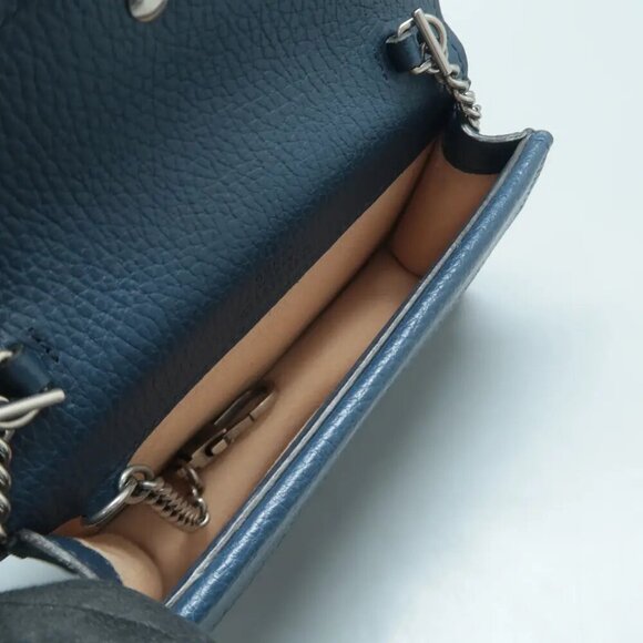 100% Authentic GUCCI Dionysus Super Mini Blue Shoulder Bag 778-11424 - Picture 11 of 12